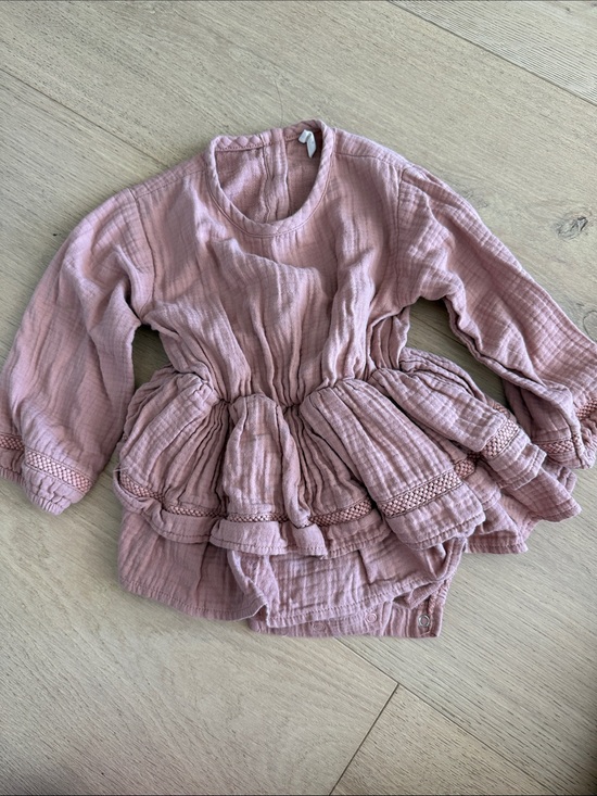 Quincy Mae Other - Quincy Mae Dusty Pink Ruffled Cotton Baby Dress